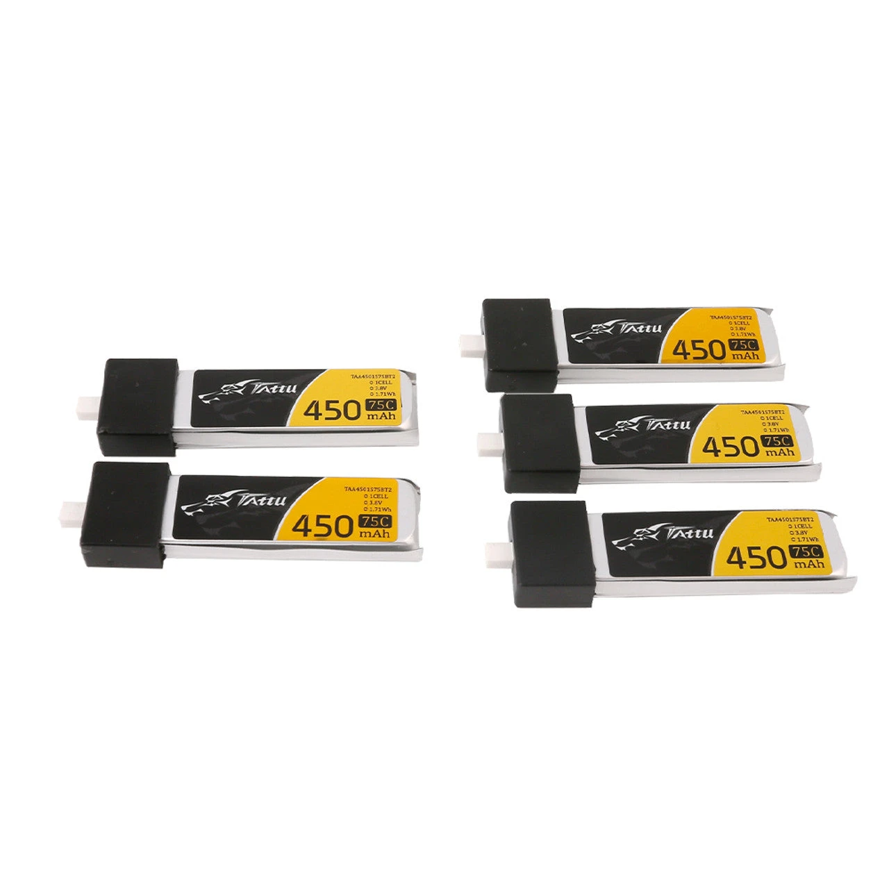 1S 450mAh 75C LiHV Battery With BT2.0 Connector (5pcs)